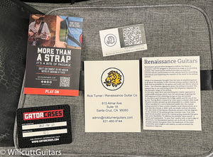 Rick Turner Renaissance RB4 Standard AmpliCoustic Bass Quilted Maple Top Blue Lagoon (870)