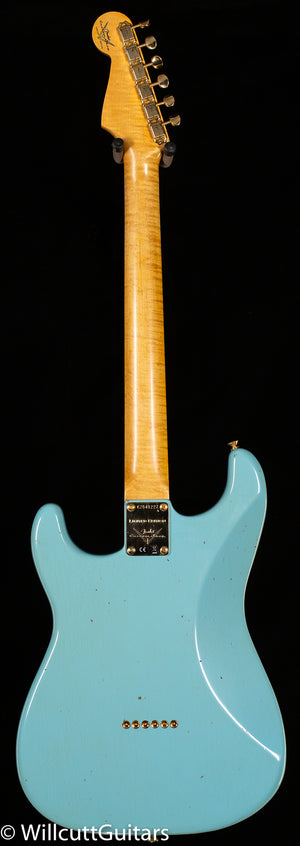 Fender Custom Shop LTD 1959 Stratocaster Hardtail Journeyman Relic Faded Aged Daphne Blue Gold Hardware (227)