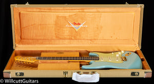 Fender Custom Shop LTD 1959 Stratocaster Hardtail Journeyman Relic Faded Aged Daphne Blue Gold Hardware (227)