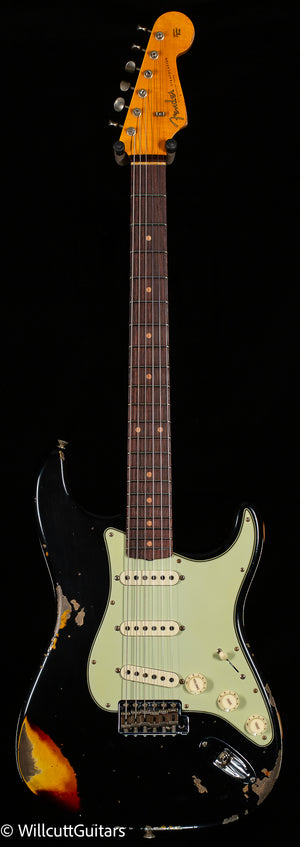 Fender Custom Shop 1960 Stratocaster Heavy Relic Aged Black/3-Tone Sunburst (659)