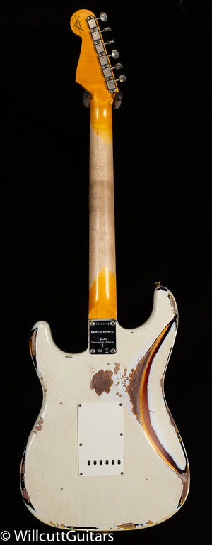 Fender Custom Shop 1962 Stratocaster Heavy Relic Aged Olympic White over 3-Tone Sunburst (531)
