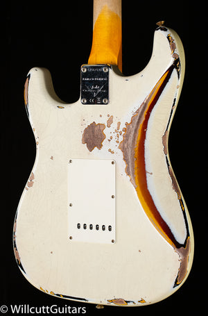 Fender Custom Shop 1962 Stratocaster Heavy Relic Aged Olympic White over 3-Tone Sunburst (531)