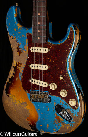 Fender Custom Shop Roasted 1960 Stratocaster Heavy Relic Aged Lake Placid Blue over 3-Color Sunburst (612)