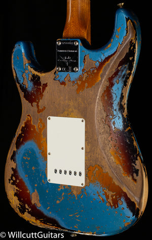 Fender Custom Shop Roasted 1960 Stratocaster Heavy Relic Aged Lake Placid Blue over 3-Color Sunburst (612)