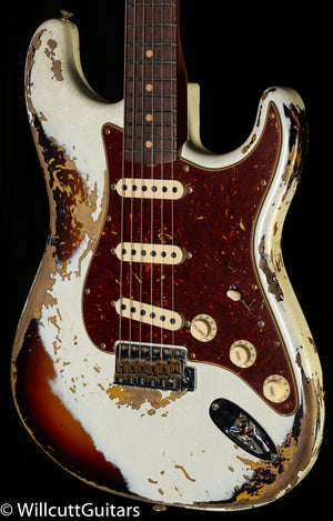 Fender Custom Shop Roasted 1960 Stratocaster Heavy Relic Aged Olympic White over 3-Color Sunburst (869)