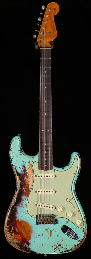 Fender Custom Shop 1963 Stratocaster Super Heavy Relic Super Faded Aged Surf Green over 3-Color Sunburst (487)