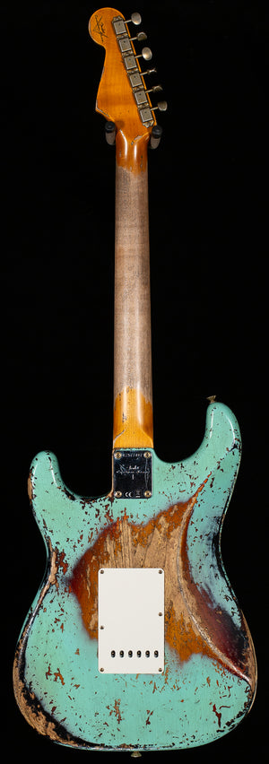 Fender Custom Shop 1963 Stratocaster Super Heavy Relic Super Faded Aged Surf Green over 3-Color Sunburst (487)