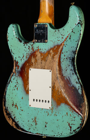 Fender Custom Shop 1963 Stratocaster Super Heavy Relic Super Faded Aged Surf Green over 3-Color Sunburst (487)