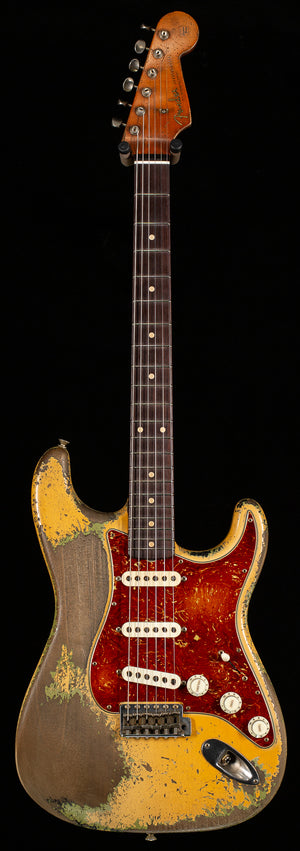 Fender Custom Shop Masterbuilt Dennis Galuszka 1961 Stratocaster Heavy Relic Desert Sand over Green over Black (031)