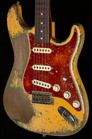 Fender Custom Shop Masterbuilt Dennis Galuszka 1961 Stratocaster Heavy Relic Desert Sand over Green over Black (031)