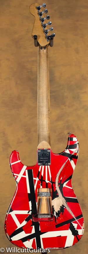 EVH Striped Series Frankenstein Frankie Maple Fingerboard Red with Black Stripes Relic
