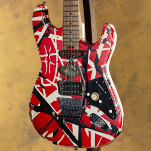 2021 EVH Striped Series Frankie Red White Black Stripes Relic