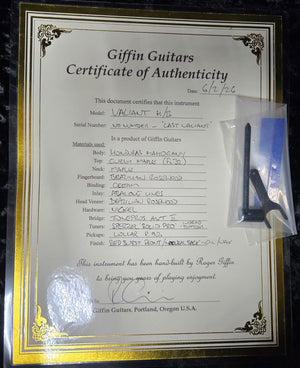 Giffin Valiant H/B 3-Pickup Red Burst Oil/Wax Brazilian Rosewood (NOSN)