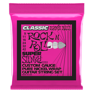 Ernie Ball Super Slinky Classic Rock n Roll Pure Nickel Wrap Electric Guitar Strings - 10-46 Gauge