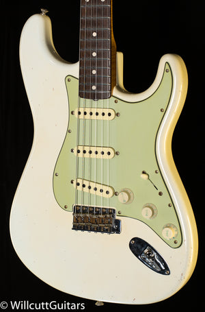 Fender Custom Shop True '62 Stratocaster Journeyman Relic Masterbuilt Dennis Galuszka 'Olympic White Brazilian Fingerboard (025)