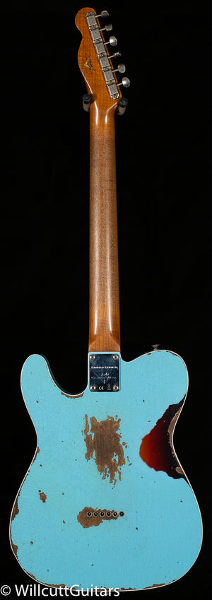 Fender Custom Shop LTD CuNiFe Roasted Telecaster Custom Heavy Relic Aged Daphne Blue over 3-Tone Sunburst (095)