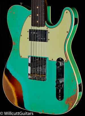 Fender Custom Shop LTD CuNiFe Roasted Telecaster Custom Heavy Relic Aged Surf Green over 3-Tone Sunburst (120)