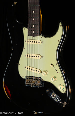 Fender Custom Shop Willcutt True '62 Stratocaster Journeyman Relic Black over 3TS '59 C (396)