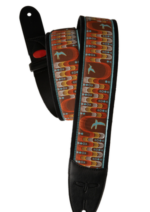 PRS 2.4" Padded Guitar Strap w/FLASH, Custom Jacquard Birds Wavelength Orange