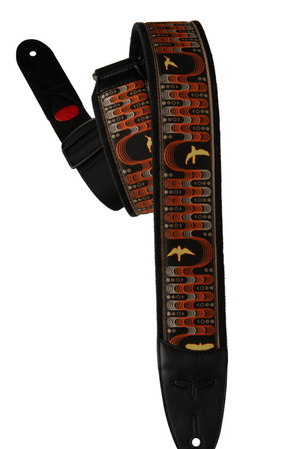 PRS 2.4" Padded Guitar Strap w/FLASH, Custom Jacquard Birds Wavelength Red