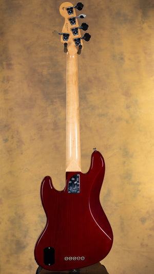 2012 Fender American Deluxe Jazz Bass V Wine Transparent