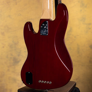 2012 Fender American Deluxe Jazz Bass V Wine Transparent
