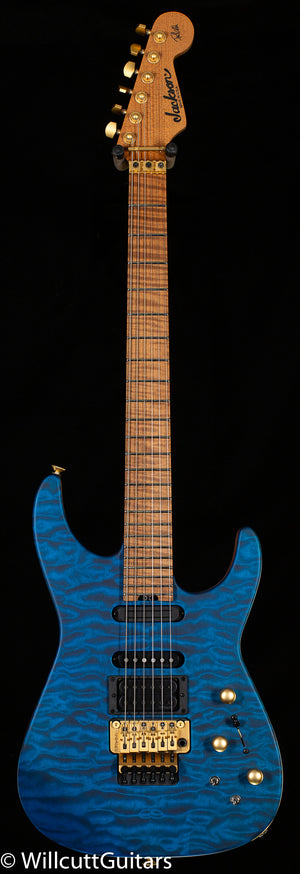 Jackson USA Signature Phil Collen PC1 Caramelized Flame Maple Fingerboard Satin Stain Transparent Blue (763)