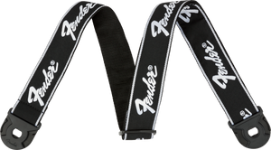 Fender Quick Grip Locking End Strap, Black with White Running Logo, 2"