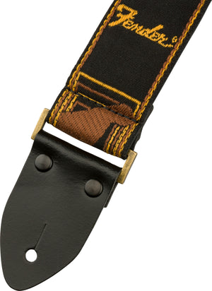 FENDER LEGACY MONOGRAM STRAP, BLACK/YELLOW/BROWN