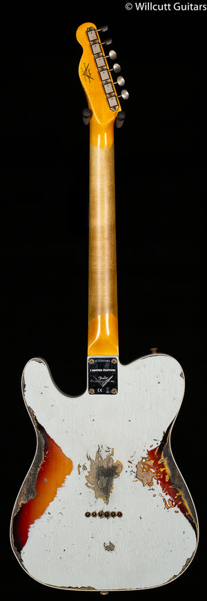 Fender Custom Shop LTD CuNiFe Telecaster Custom Heavy Relic Aged Olympic White Over 3-Tone Sunburst
