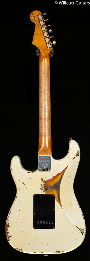 Fender Custom Shop LTD Dual-Mag II Strat Heavy Relic Aged Olympic White over 3-Tone Burst