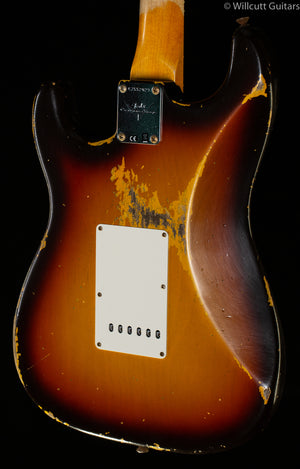 Fender Custom Shop 1959 Stratocaster Heavy Relic Rosewood Fingerboard Faded Aged Chocolate 3-Color Sunburst (023)