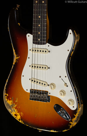 Fender Custom Shop 1959 Stratocaster Heavy Relic Rosewood Fingerboard Faded Aged Chocolate 3-Color Sunburst (023)