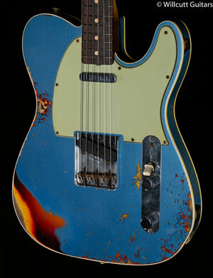 Fender Custom Shop 1960 Telecaster Custom Relic Aged Lake Placid Blue over Chocolate 3-Color Sunburst