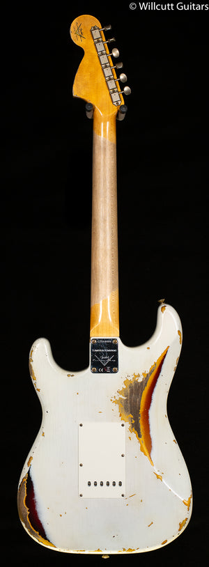 Fender Custom Shop Limited Edition 1967 Stratocaster Heavy Relic Aged Olympic White/ 3-Color Sunburst (006)