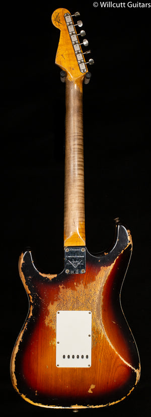 Fender Custom Shop Limited Edition Red Hot Strat Super Heavy Relic Faded Aged Chocolate 3-Color Sunburst (397)