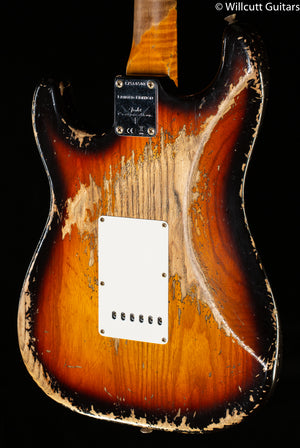 Fender Custom Shop Limited Edition Red Hot Strat Super Heavy Relic Faded Aged Chocolate 3-Color Sunburst (508)