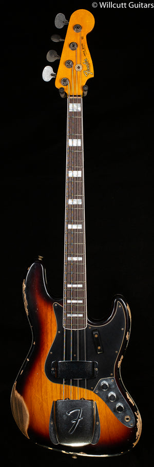 Fender Custom Shop Limited Edition Custom Jazz Bass Heavy Relic Round-Lam Rosewood Fingerboard, Faded Aged 3-Color Sunburst (972)