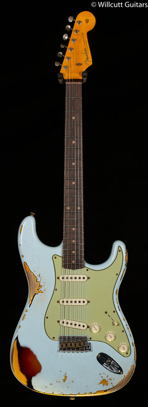 Fender Custom Shop 1961 Stratocaster Heavy Relic Super Faded Aged Sonic Blue/3-Color Sunburst (419)
