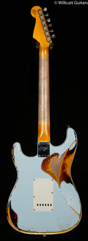 Fender Custom Shop 1961 Stratocaster Heavy Relic Super Faded Aged Sonic Blue/3-Color Sunburst (419)