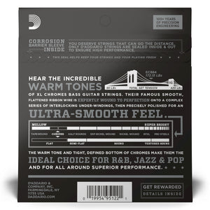 D'Addario ECB84 40-100 Custom Light, Long Scale, XL Chromes