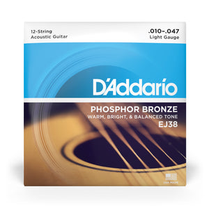 D'Addario EJ38, 12-String, Phosphor Bronze, Light 10-47