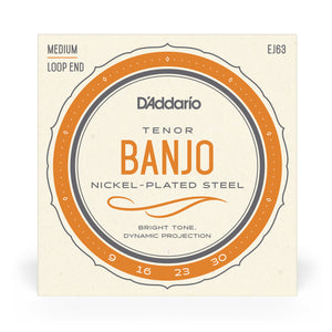 D'Addario EJ63, 4-String Tenor Banjo, Nickel, Medium 09-30