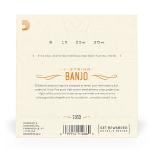 D'Addario EJ63, 4-String Tenor Banjo, Nickel, Medium 09-30
