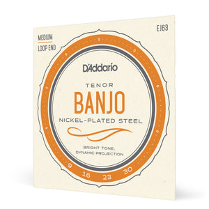 D'Addario EJ63, 4-String Tenor Banjo, Nickel, Medium 09-30