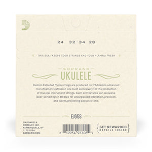 D'Addario EJ65S Soprano, Pro-Arte Custom Extruded Nylon, Ukulele