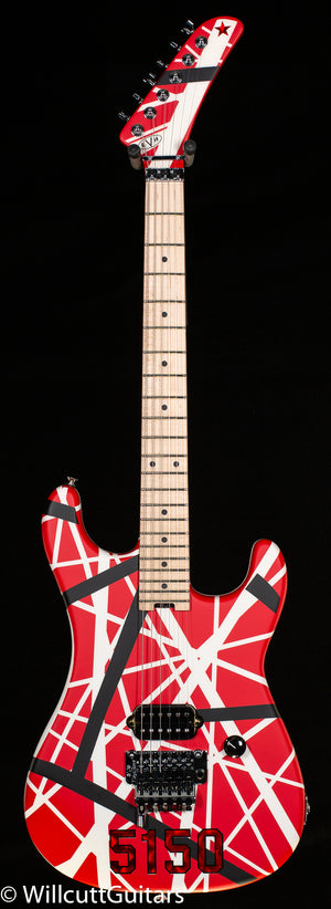 EVH Striped Series 5150 Maple Fingerboard Red with Black and White Stripes (101)
