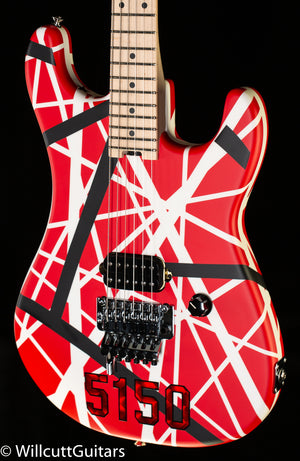 EVH Striped Series 5150 Maple Fingerboard Red with Black and White Stripes (101)