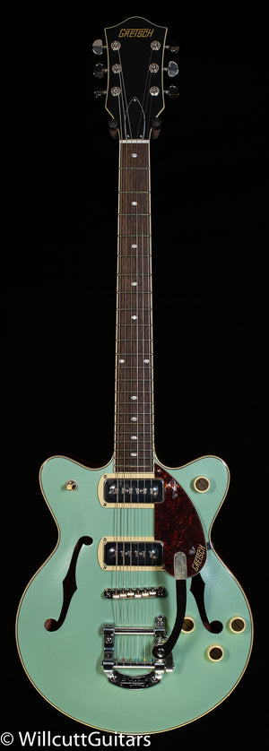 Gretsch G2655T-P90 Streamliner Center Block Jr. Double-Cut P90 with Bigsby Two-Tone Mint Metallic and Vintage Mahogany Stain