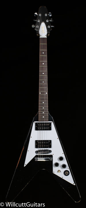 Gibson Custom Shop Kirk Hammett 1979 Flying V Ebony Murphy Lab Replica Aged Chrome Ebony (021)
